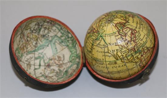 A Nathaniel Lane Pocket New Globe of the Earth, dated 1776,